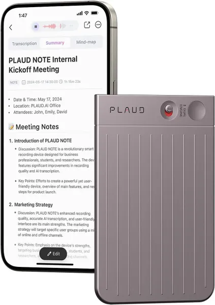 Диктофон Plaud Note с поддержкой ChatGPT, «сияющая звезда»