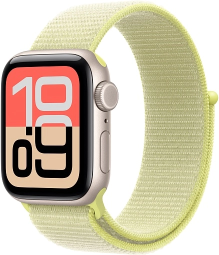 Apple Watch SE 3 Sport Loop 40 мм, «сияющая звезда», ремешок неоново-желтого цвета